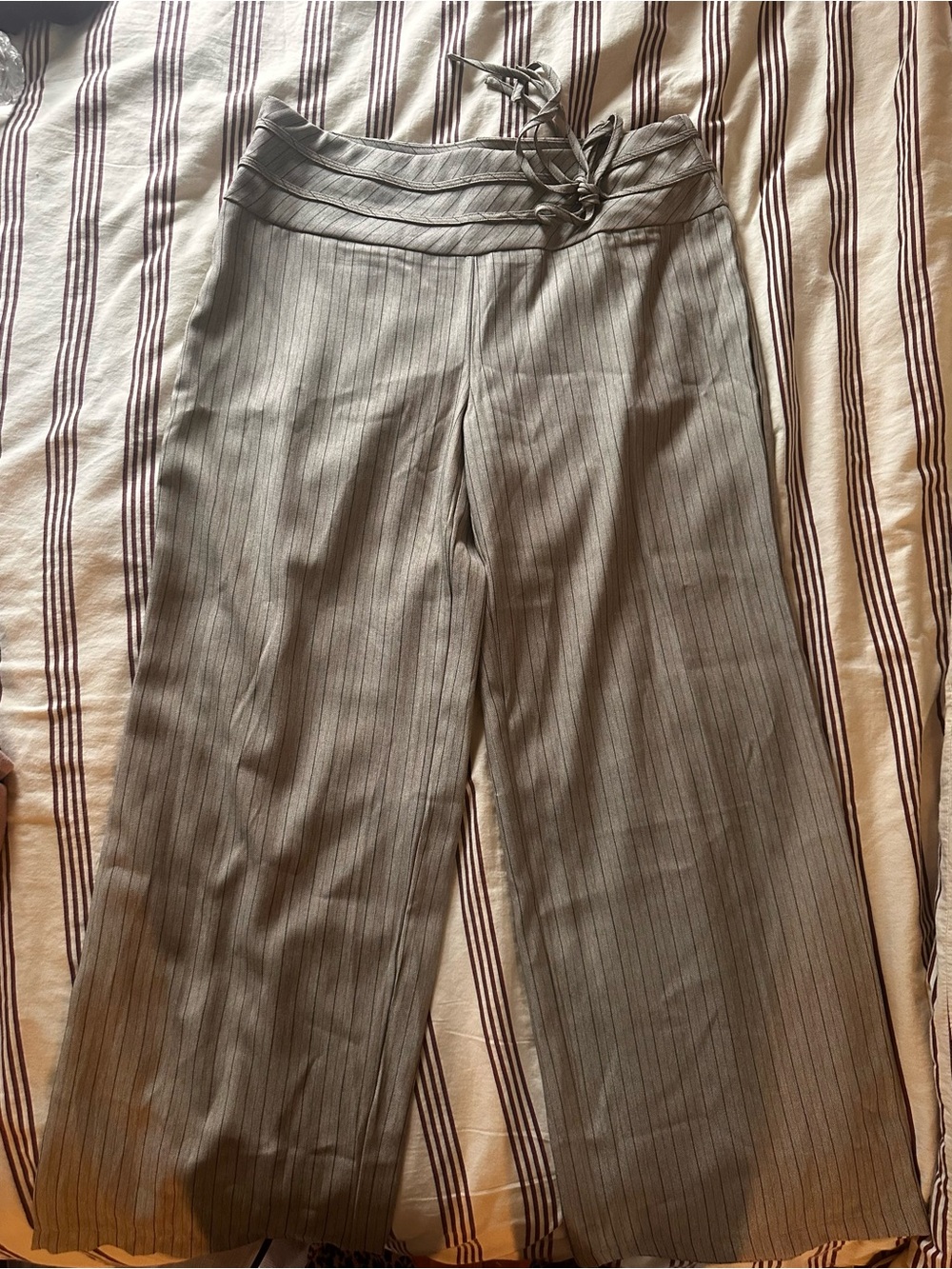Striped low waist wide leg dress pants